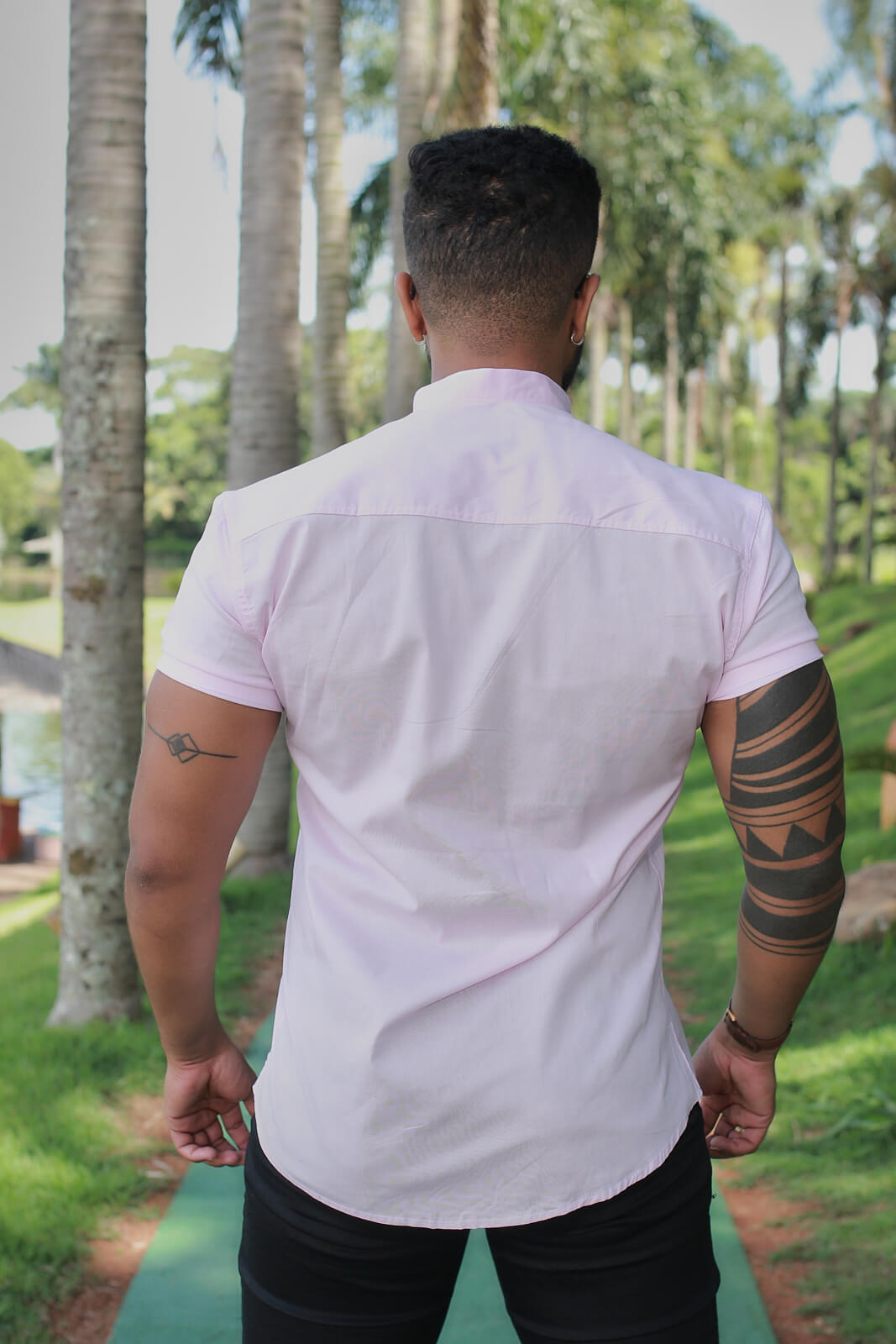 Camisa Slim fit Rosa BeBê Gola Padrê